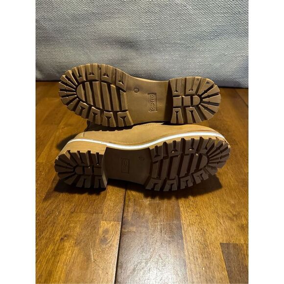 Ecco Red Womens Nubuck Leather Tan Block Platform Boots Rhinestone Womens 8 - Picture 10 of 12